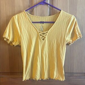 Yellow-mustard V-Neck Women's Top